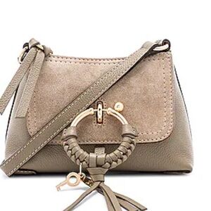 See By Chloe Joan Taupe Gold Hardware Suede Leather Mini Shoulder Bag Handbag